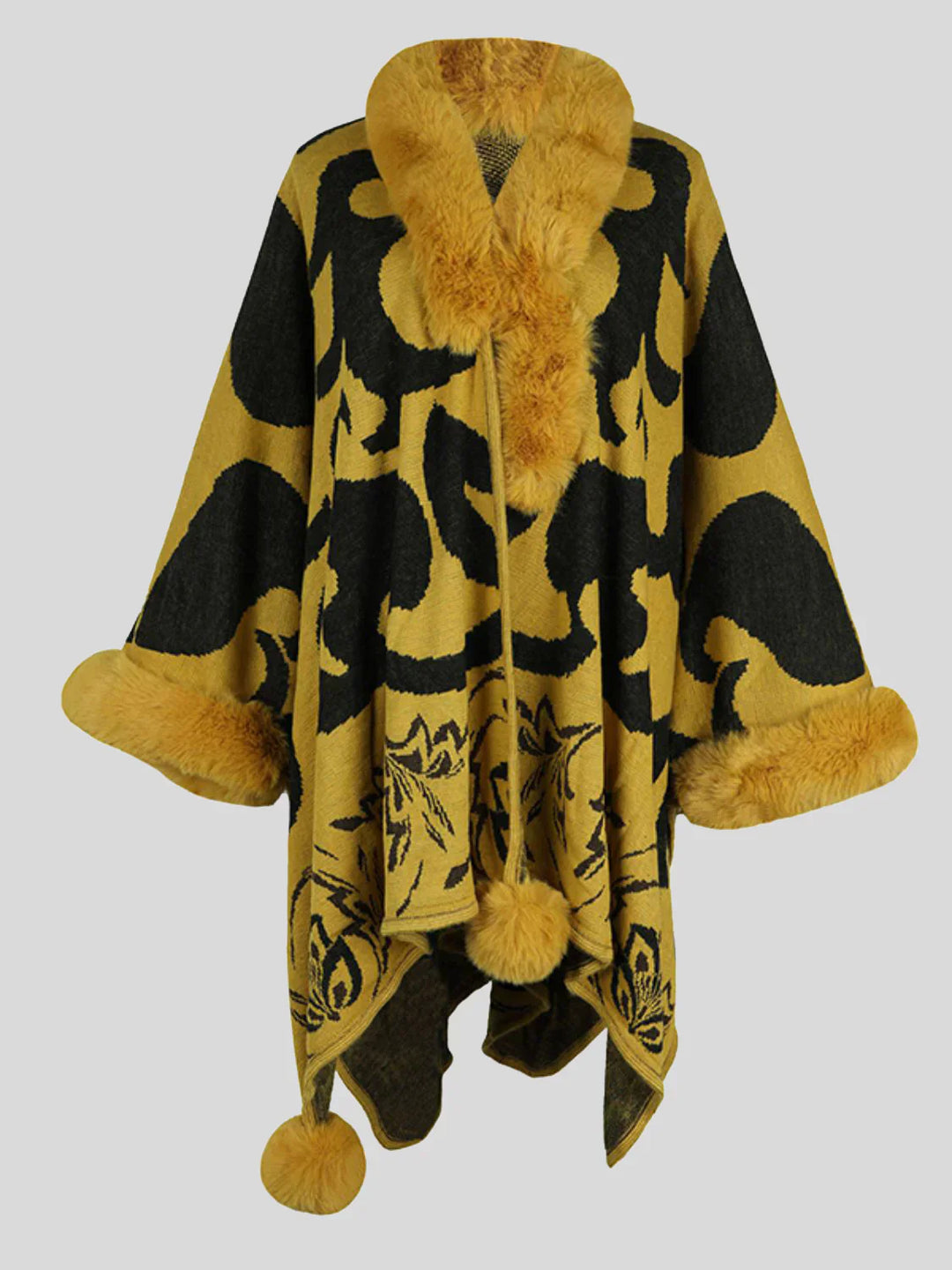 EB | Stilvolles Poncho für Den Winter mit Druck