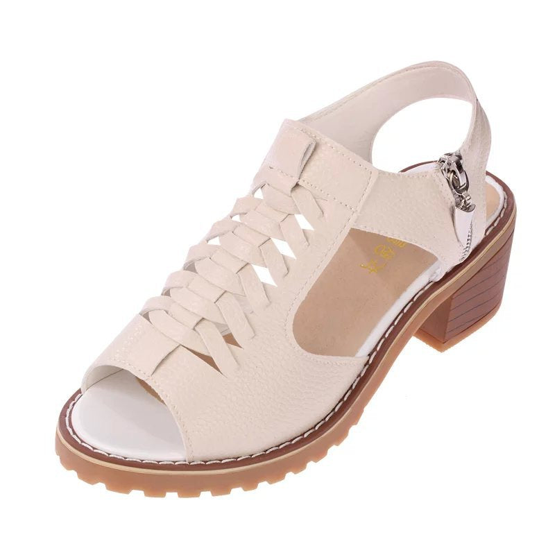 Damen Komfortable Sandalen mit elegantem Riemen-Design und modischem Reißverschluss EB