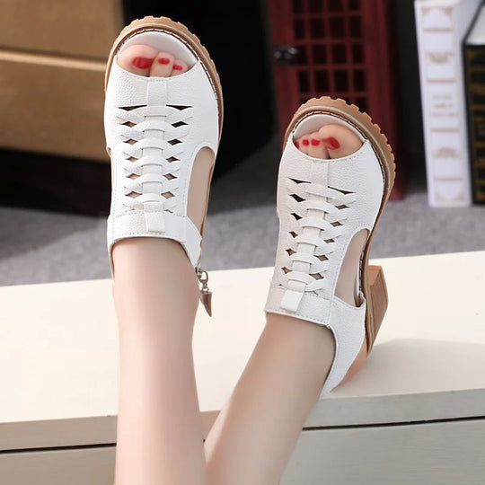 Damen Komfortable Sandalen mit elegantem Riemen-Design und modischem Reißverschluss EB