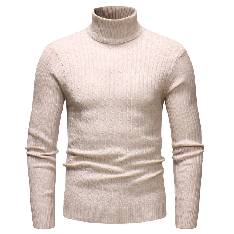 Herren Rollkragenpullover mit strukturiertem Zopfmuster EB