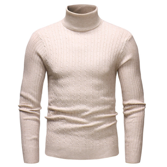 Herren Rollkragenpullover mit strukturiertem Zopfmuster EB