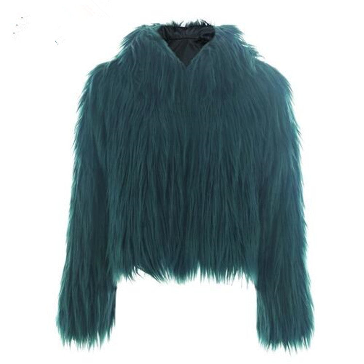 Damen Kurze Felljacke mit voluminösem Design EB