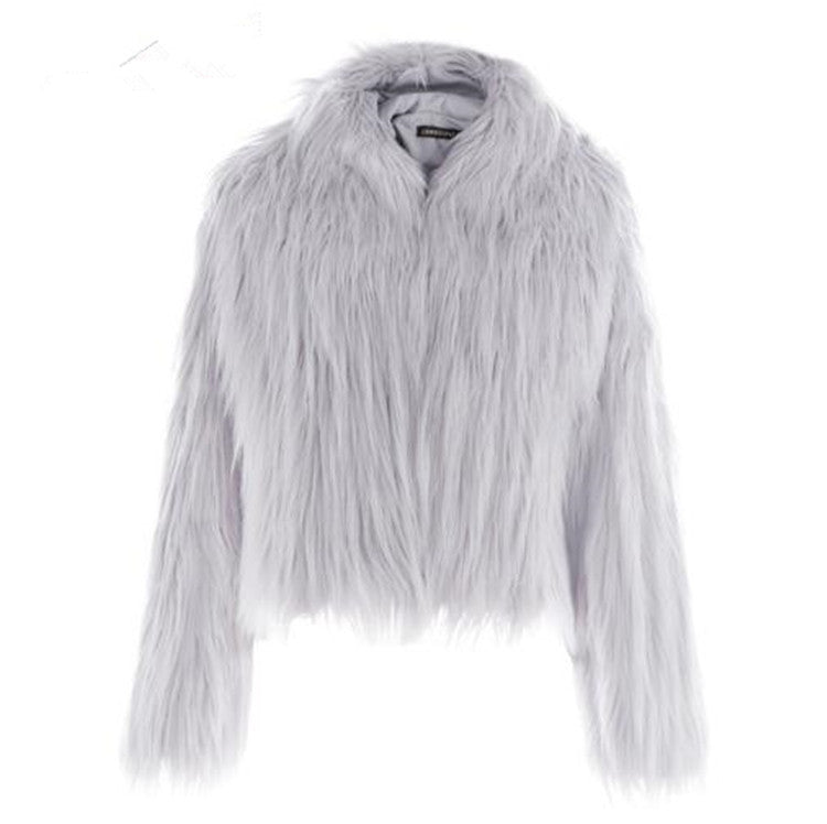 Damen Kurze Felljacke mit voluminösem Design EB
