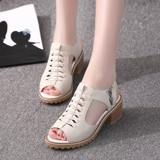 Damen Komfortable Sandalen mit elegantem Riemen-Design und modischem Reißverschluss EB