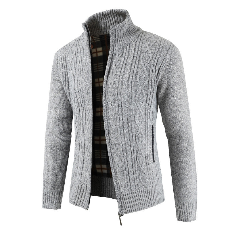 Herren Strickjacke mit Reißverschluss und Stehkragen EB