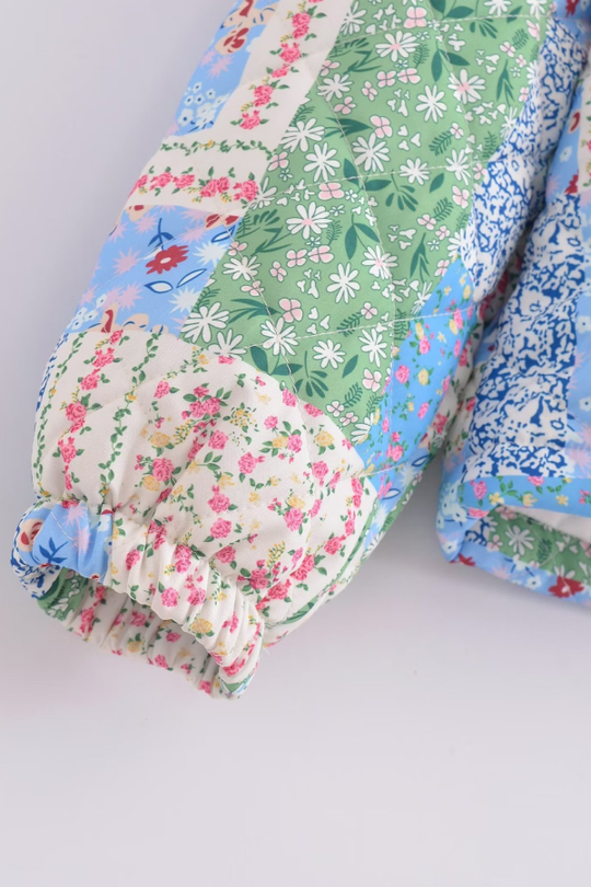 EB | Stehkragen Langarm Blumenmuster Baumwolljacke