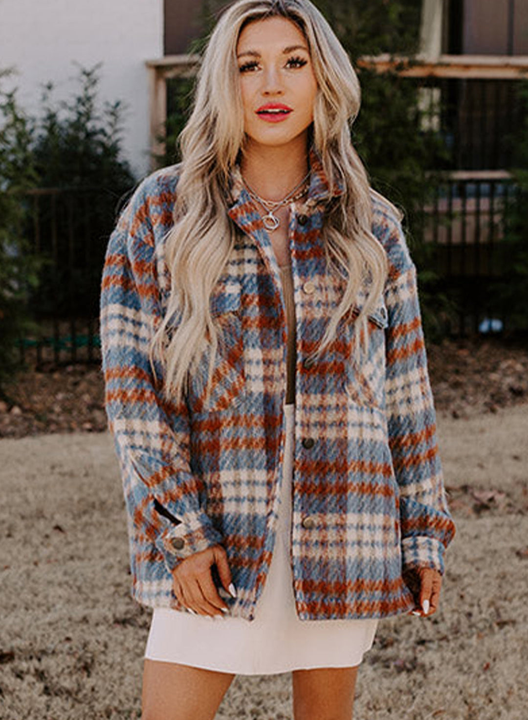 EB | Gitterhemdjacke Im Flanell-look Wollmischung Warm und Trendy