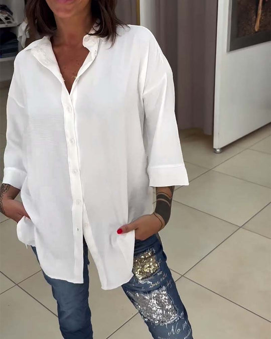 EB | Weiße Bluse Im Oversized Schnitt