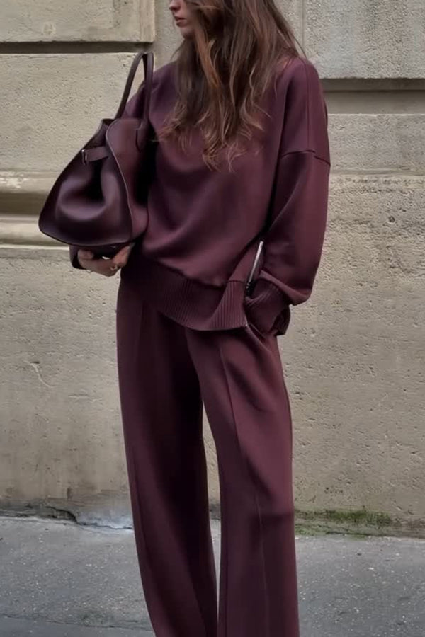 EB | Bequemes Damen Satz mit Strukturiertem Sweatshirt und Hose