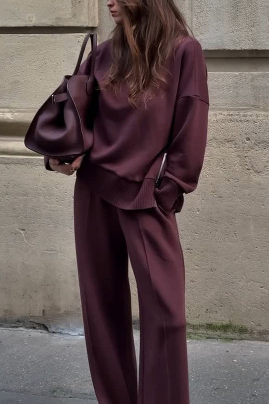 EB | Bequemes Damen Satz mit Strukturiertem Sweatshirt und Hose