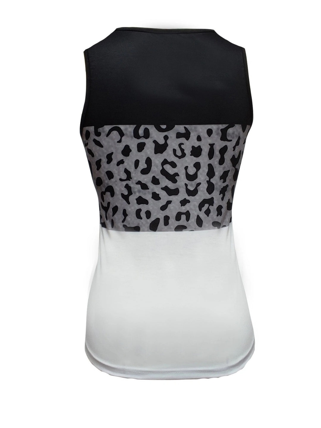 EB | Damen Leopard Patchwork V-Ausschnitt Top