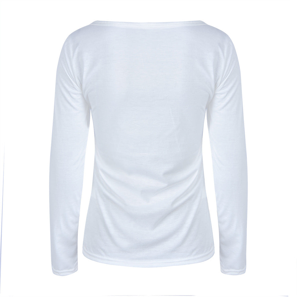 Damen Langarmshirt mit elegantem V-Ausschnitt und figurbetontem Schnitt EB