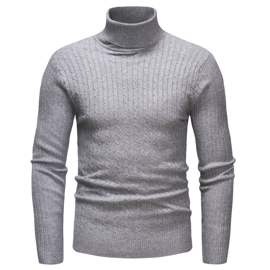 Herren Rollkragenpullover mit strukturiertem Zopfmuster EB