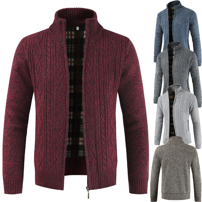 Herren Strickjacke mit Reißverschluss und Stehkragen EB