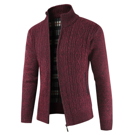 Herren Strickjacke mit Reißverschluss und Stehkragen EB