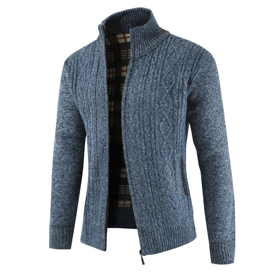 Herren Strickjacke mit Reißverschluss und Stehkragen EB