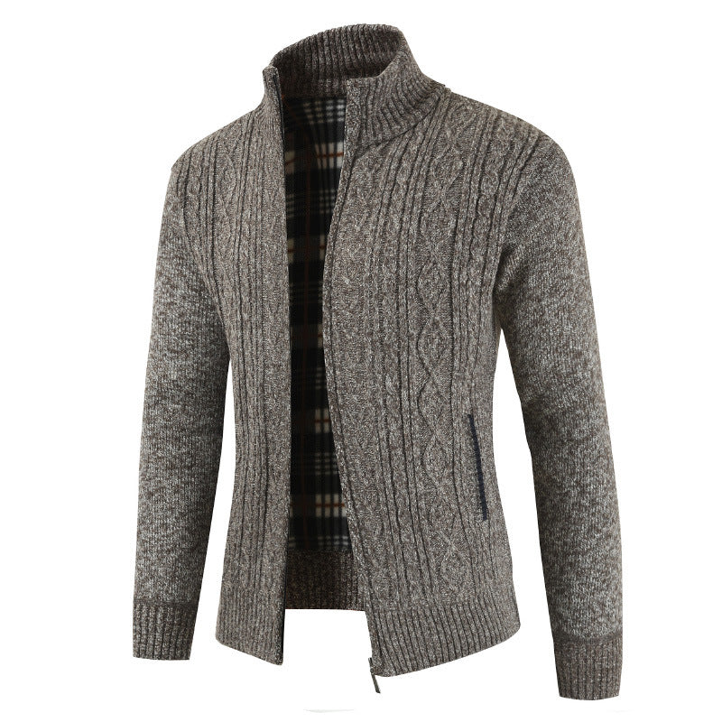 Herren Strickjacke mit Reißverschluss und Stehkragen EB