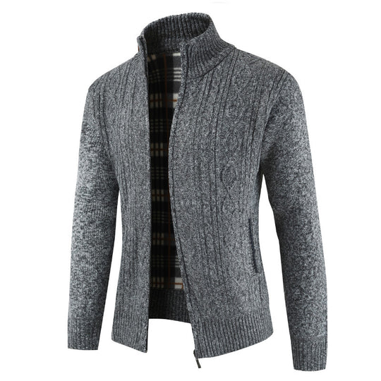 Herren Strickjacke mit Reißverschluss und Stehkragen EB
