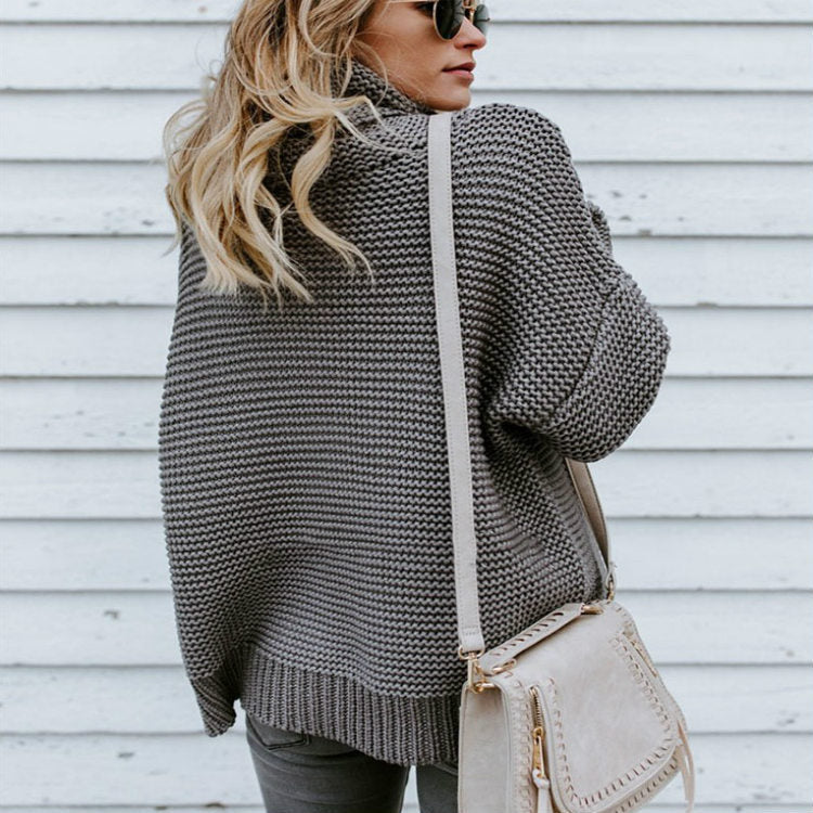 Damen Grobstrickpullover mit gemütlichem Stehkragen EB