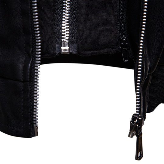 Herren Kunstleder Kapuzenjacke mit sportlichem Schnitt und einzigartigen Details EB