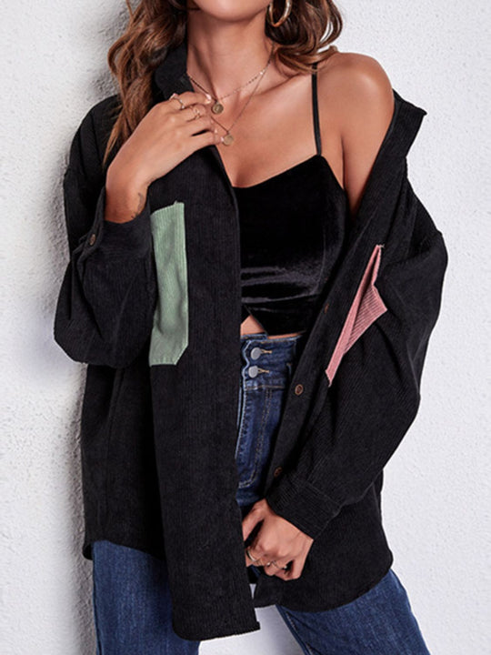 EB | Patch Pocket Fallen Schulter Hemd Jacke