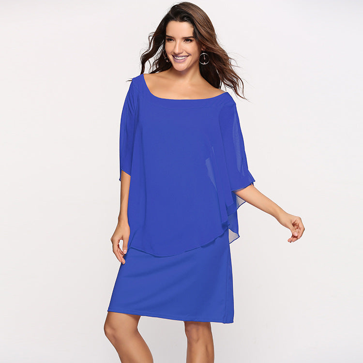 Damen elegantes Abendkleid mit schwingendem Überwurf EB