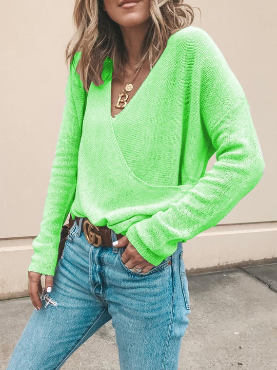 EB | Lässiger Strickpullover mit V-ausschnitt Weich und Leicht Casual Eleganz