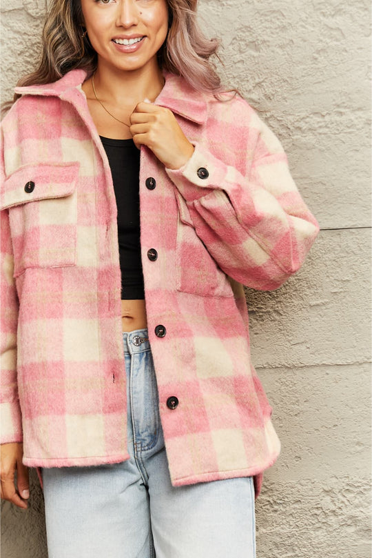 EB | Karierte Kragenknopf Jacke