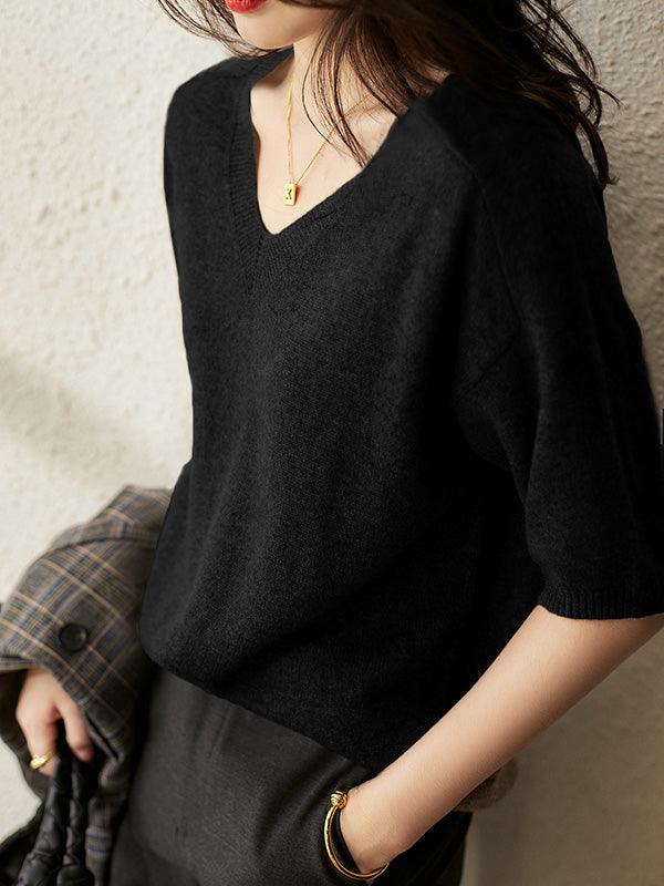 EB | weicher Cashmere-Pullover mit V-Ausschnitt für Damen