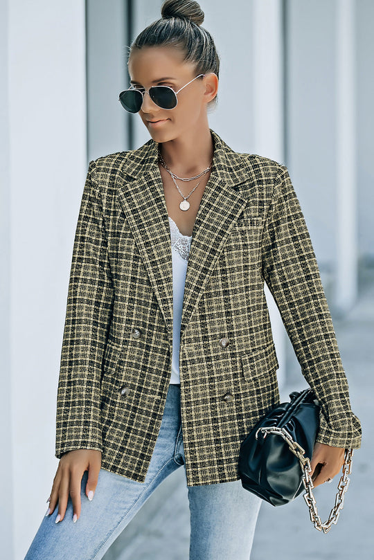EB | Karierter Doppelreiher Langarm-Blazer