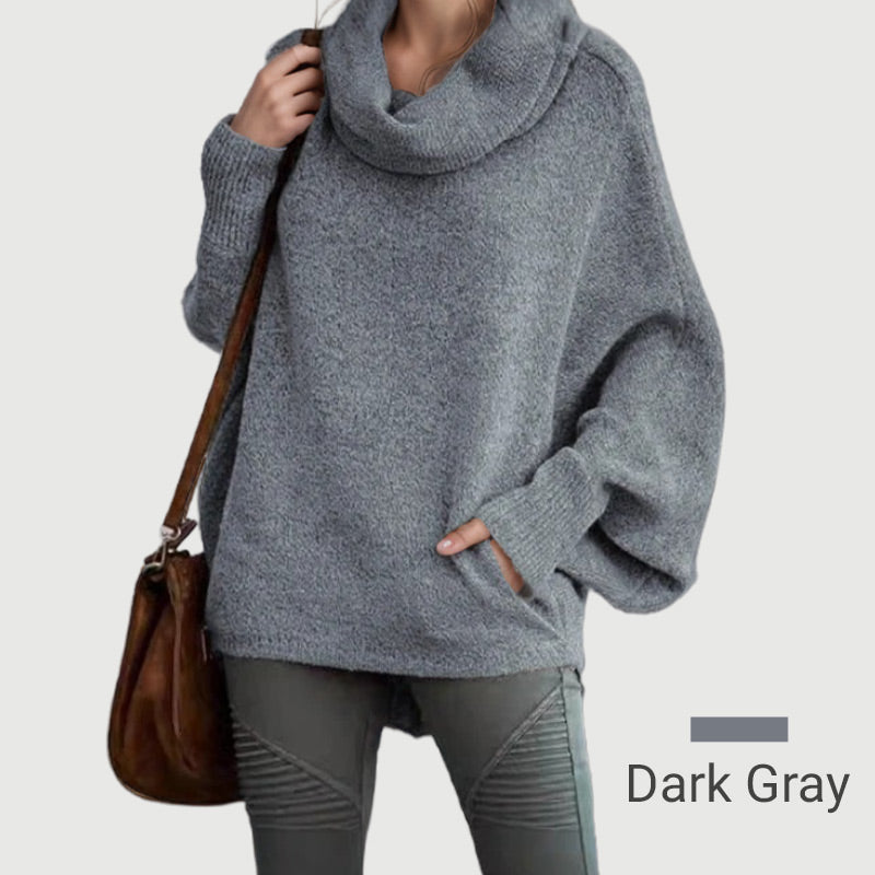 EB | Gemütlicher Batwing-Pullover mit Wasserfallausschnitt und Taschen