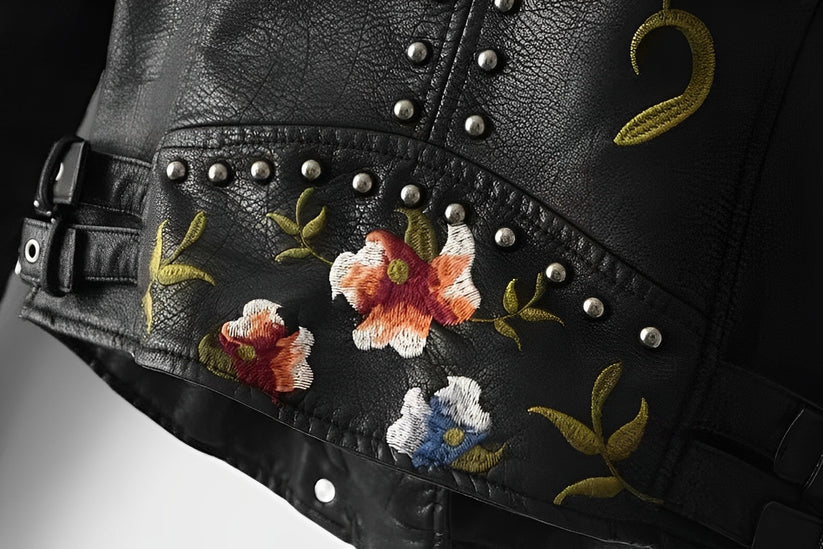EB | Lederjacke mit Stickerei