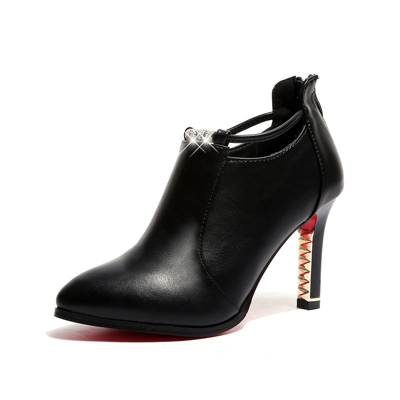 Damen Ankle-Boots mit glitzerndem Riemen und luxuriösem Absatz EB