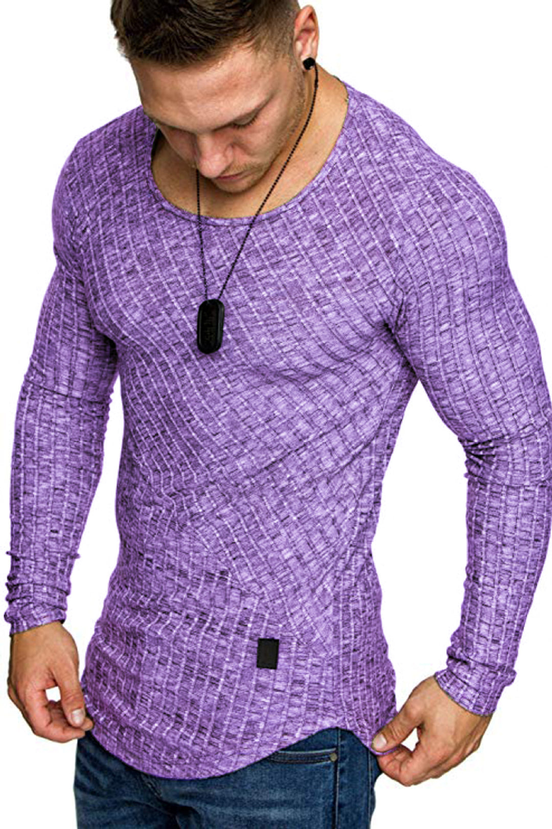 Herren Langarmshirt mit strukturiertem Design und körperbetonter Passform EB