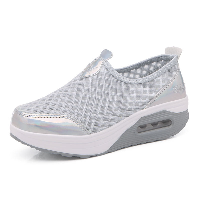Damen nan komfortabler Schlupf-Keil-Sneaker mit luftgefedertem Plateau und atmungsaktivem Wabenmesh EB