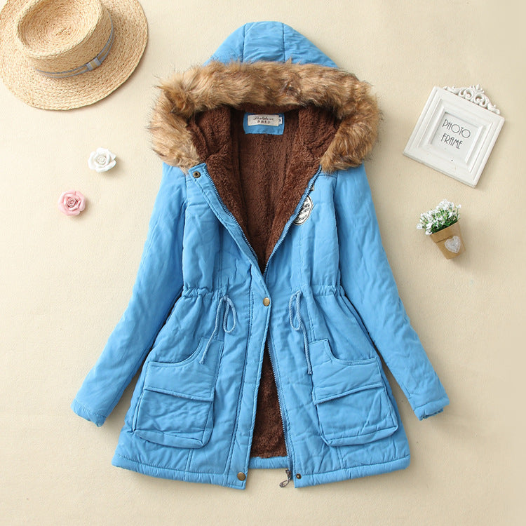 Damen taillierter Kapuzenparka mit Teddyfutter und Kunstfellbesatz EB
