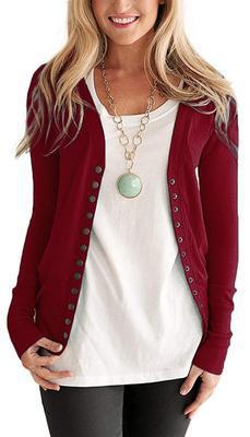 Damen nan Feinstrick-Cardigan mit dekorativen Metallknöpfen und schmaler Silhouette EB