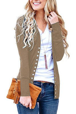 Damen nan Feinstrick-Cardigan mit dekorativen Metallknöpfen und schmaler Silhouette EB