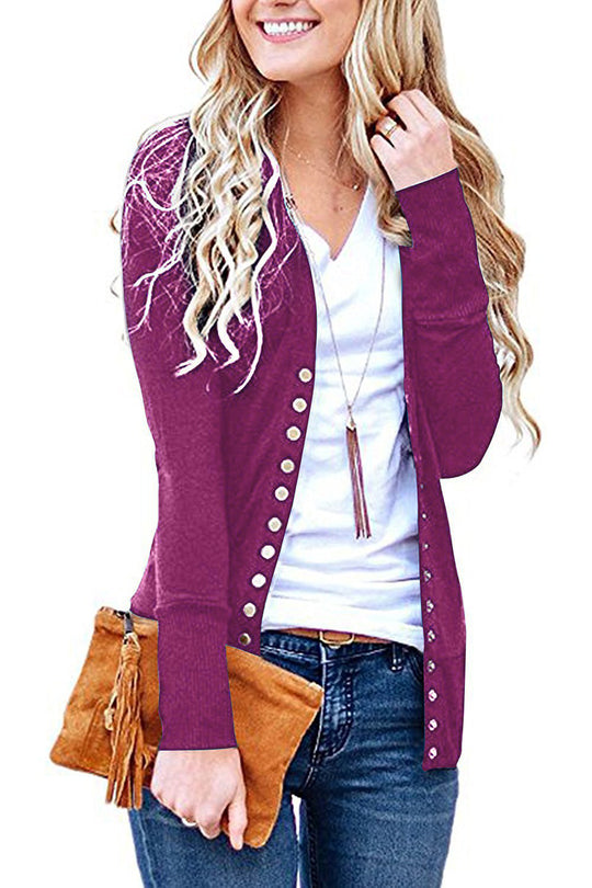 Damen nan Feinstrick-Cardigan mit dekorativen Metallknöpfen und schmaler Silhouette EB