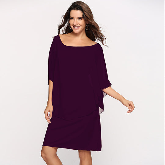 Damen elegantes Abendkleid mit schwingendem Überwurf EB