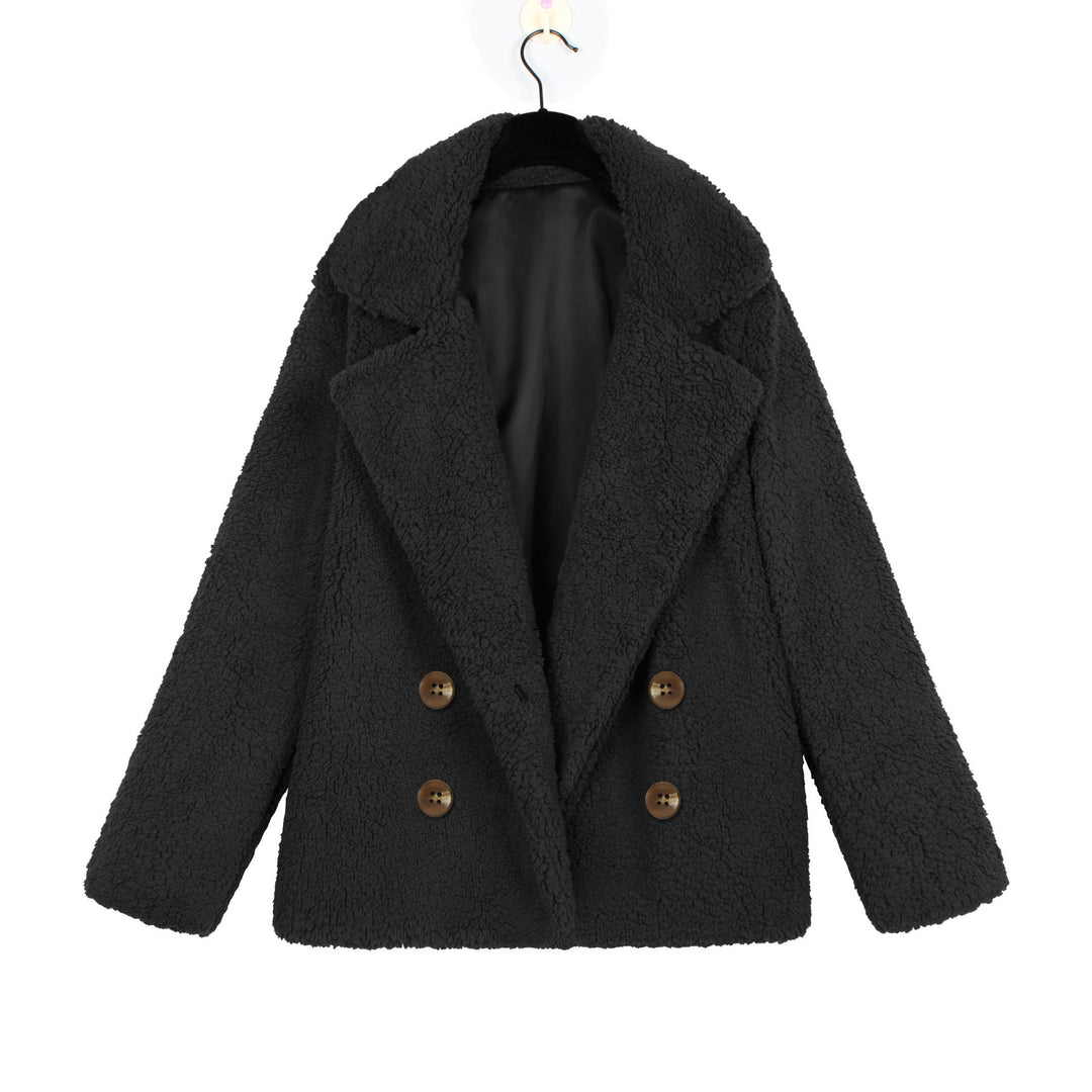 Damen Kuschelige Boucle-Jacke mit doppelter Knopfleiste EB