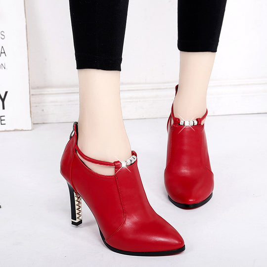 Damen Ankle-Boots mit glitzerndem Riemen und luxuriösem Absatz EB