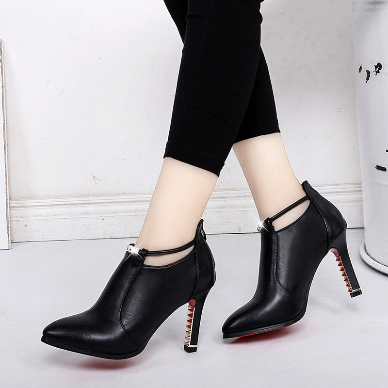 Damen Ankle-Boots mit glitzerndem Riemen und luxuriösem Absatz EB
