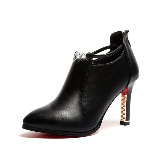 Damen Ankle-Boots mit glitzerndem Riemen und luxuriösem Absatz EB