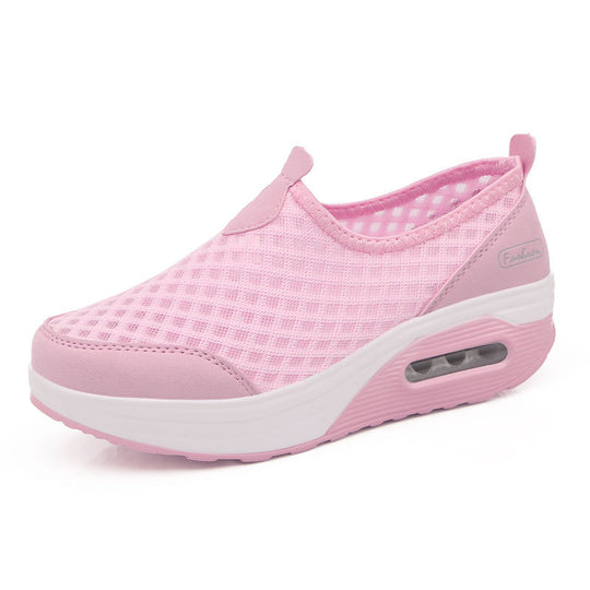 Damen nan komfortabler Schlupf-Keil-Sneaker mit luftgefedertem Plateau und atmungsaktivem Wabenmesh EB