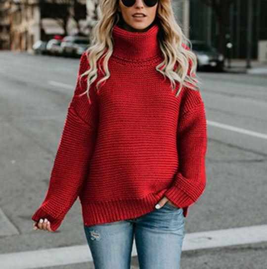 Damen Grobstrickpullover mit gemütlichem Stehkragen EB
