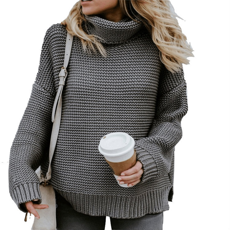 Damen Grobstrickpullover mit gemütlichem Stehkragen EB