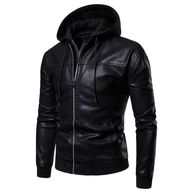 Herren Kunstleder Kapuzenjacke mit sportlichem Schnitt und einzigartigen Details EB