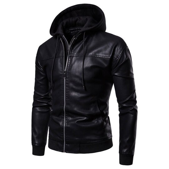 Herren Kunstleder Kapuzenjacke mit sportlichem Schnitt und einzigartigen Details EB