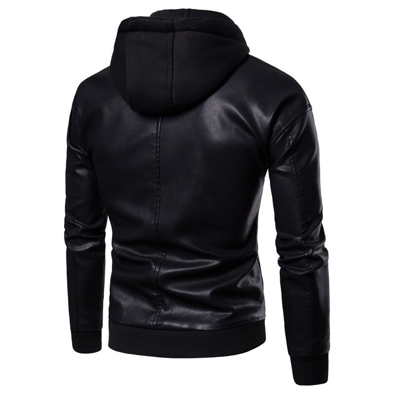 Herren Kunstleder Kapuzenjacke mit sportlichem Schnitt und einzigartigen Details EB